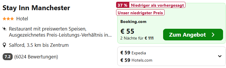 England Hotel Angebot