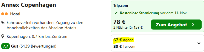 Kopenhagen Kombi Angebot