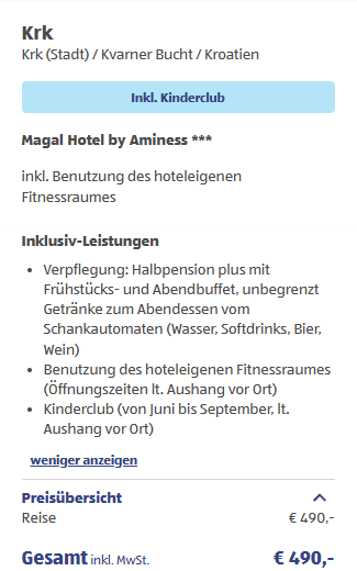 Kroatien Hotel Angebot
