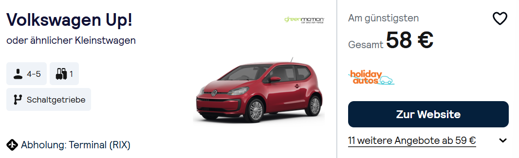 Lettland Mietwagen Angebot