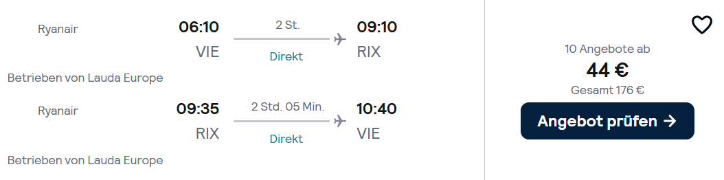Lettland Flug Angebot