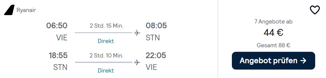 London Flug combi