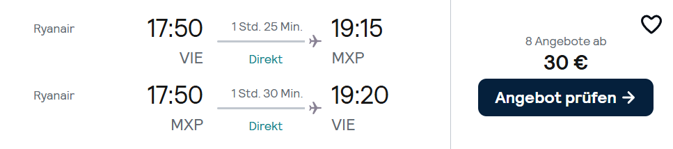 Mailand Flug Angebot