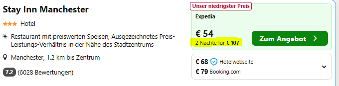 Manchester Kombi Angebot