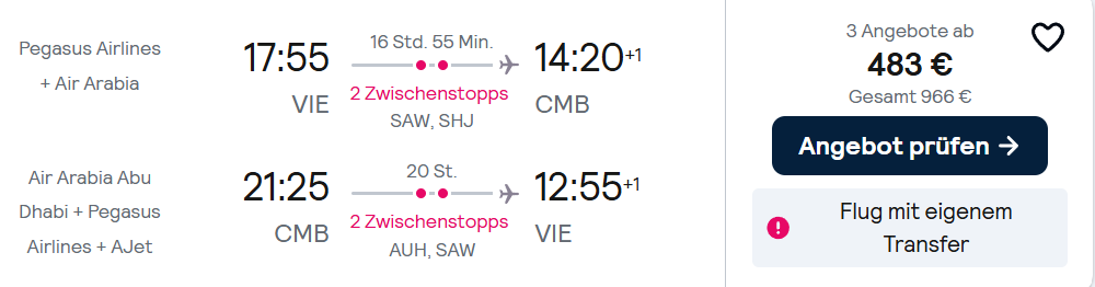 Sri Lanka Flug Angebot