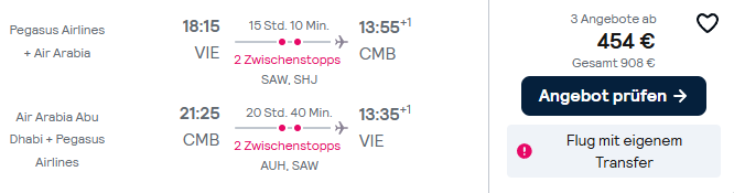 Sri Lanka Flug Angebot