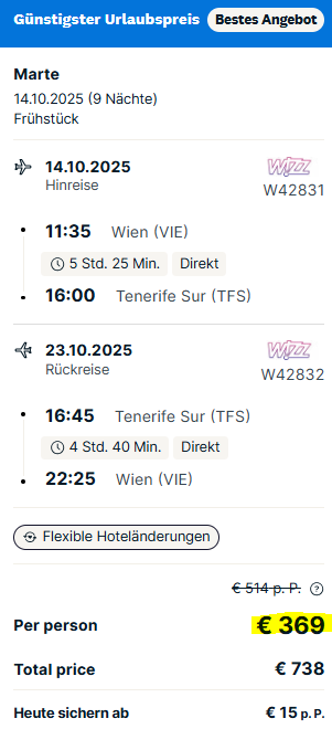 Teneriffa Pauschalangebot