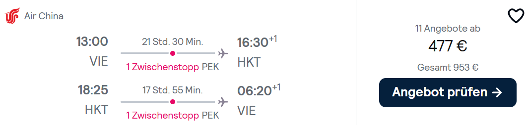 Thailand Flug combi
