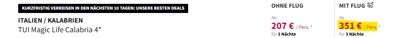 Italien Angebot