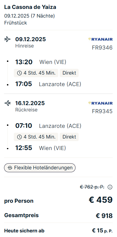 Lanzarote Reise Angebot