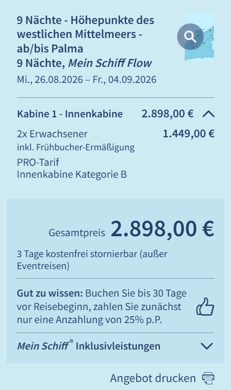 Mittelmeer Kreuzfahrt Angebot