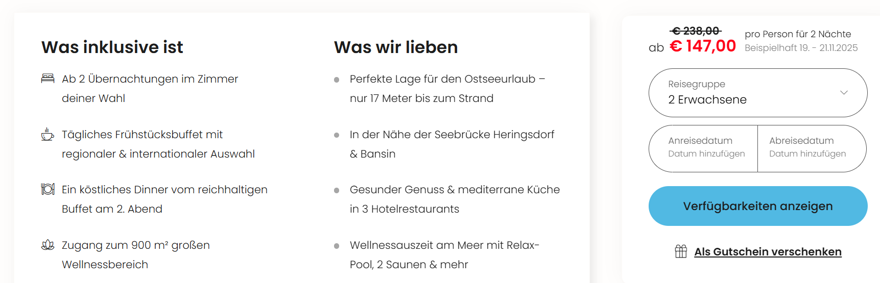 Ostsee Hotel Angebot