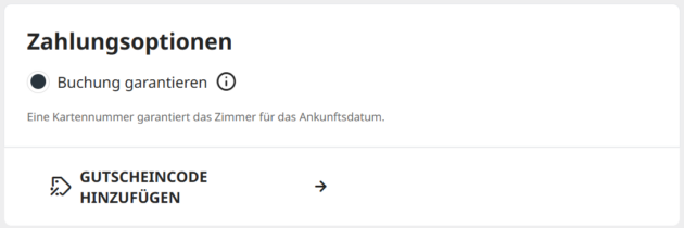 Radisson Hotels Gutscheinfeld zum Eingeben eines Gutscheincodes