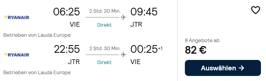 Santorini Flug Angebot