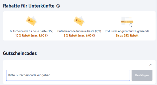 Gutscheinfeld für die Eingabe eines Gutscheincodes bei Trip.com