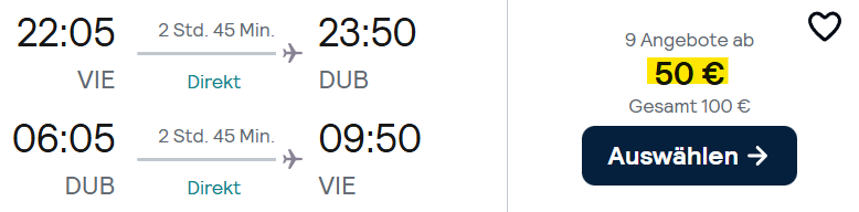 Irland Flüge Angebot