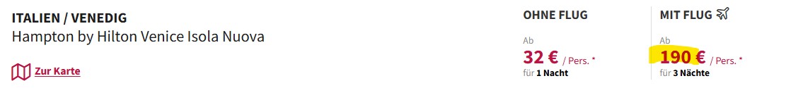 Venedig Hotel und Flug