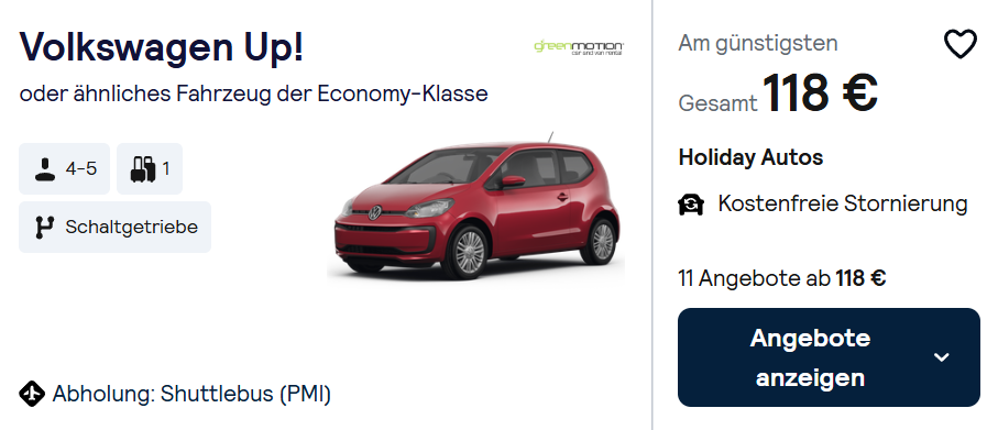 Mallorca Mietwagen Angebot