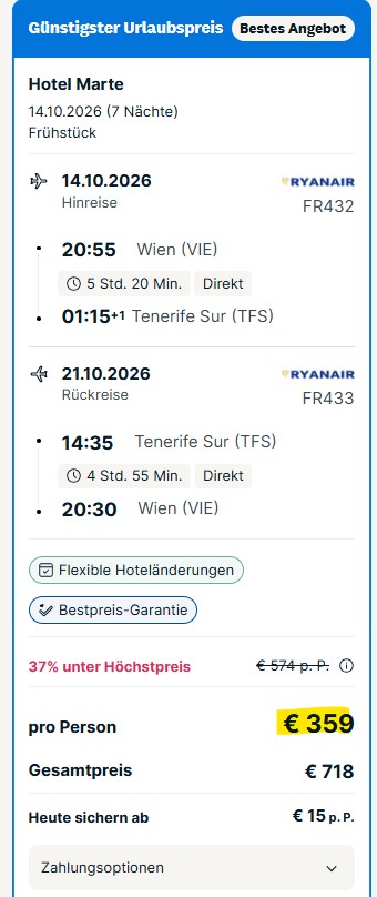Teneriffa Pauschalreise