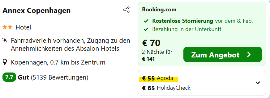 Kopenhagen Hotel kombi