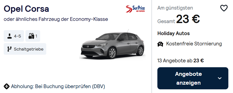 Kroatien Mietwagen Angebot