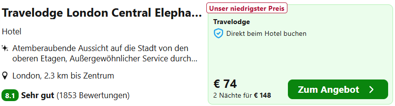 London Hotel Angebot