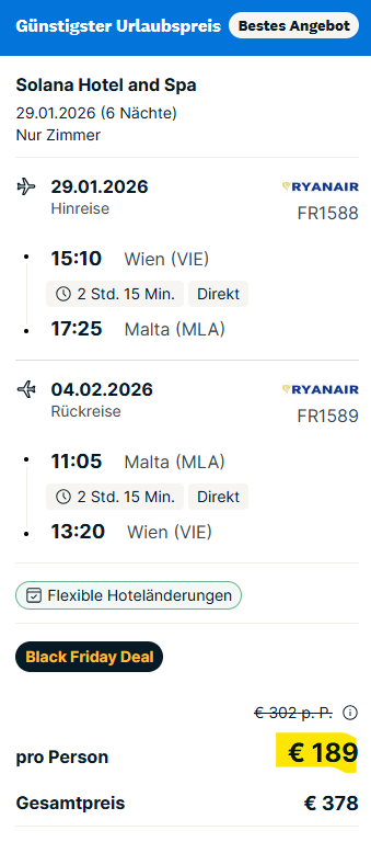 Malta Angebot