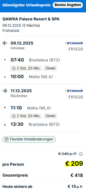 Malta Pauschalangebot