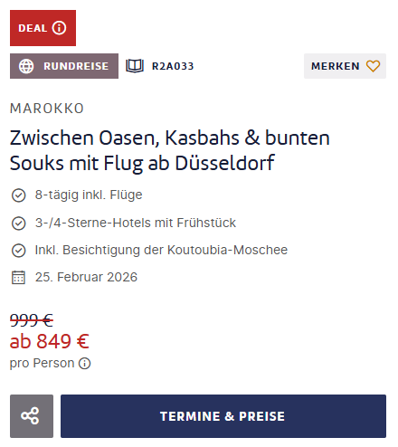 Marokko Rundreise Angebot