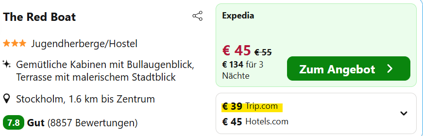 Stockholm Hotel kombi