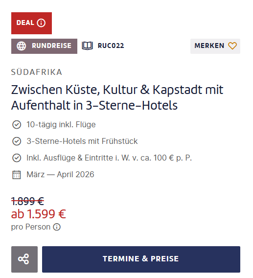 Südafrika Rundreise Angebot
