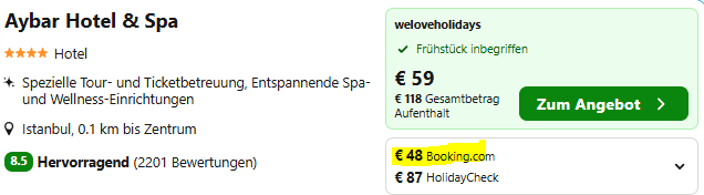 Istanbul Kombi Angebot