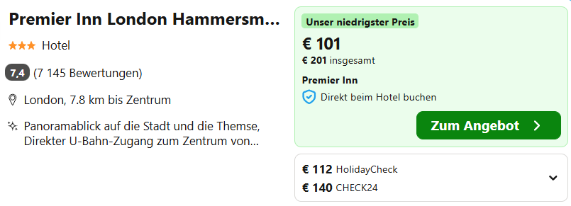 London Hotel Angebot