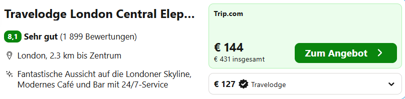 London Hotel Angebot