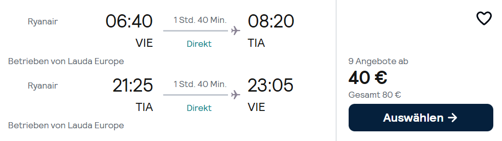 Albanien Flug Angebot