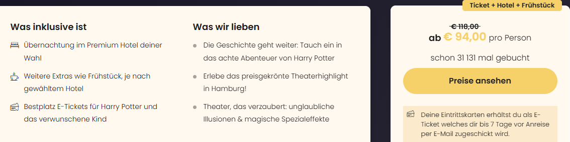 Harry Potter Musical Angebot