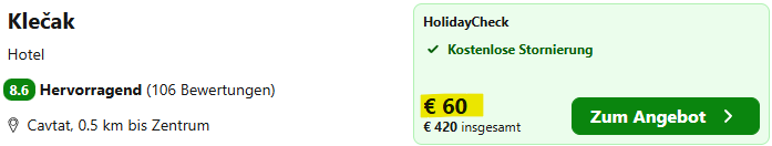 Kroatien Hotel Angebot