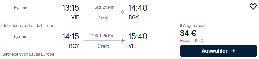 Mailand Flugschnäppchen