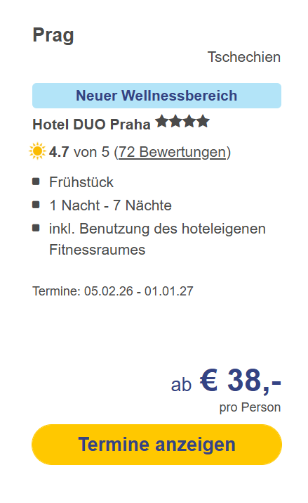 Prag Hotel Angebot