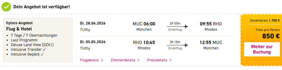 Rhodos Pauschalangebot