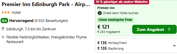 Edinburgh Kombi Angebot