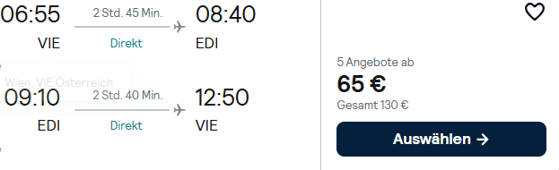 Edinburgh Kombi Angebot