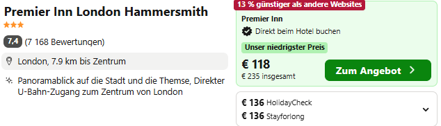 London Kombi Angebot