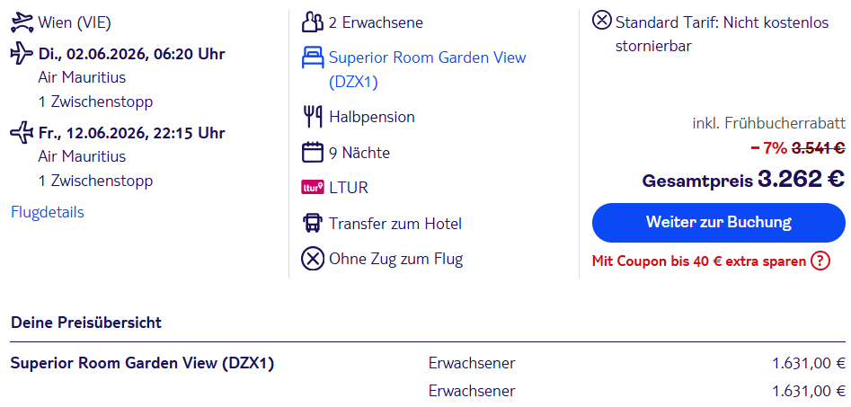 Mauritius Pauschalangebot