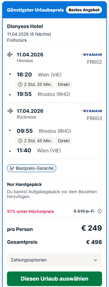 Rhodos Reise Angebot