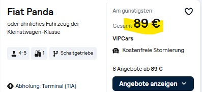 Tirana Mietwagen
