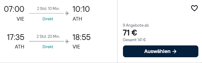 Athen Flug Angebot