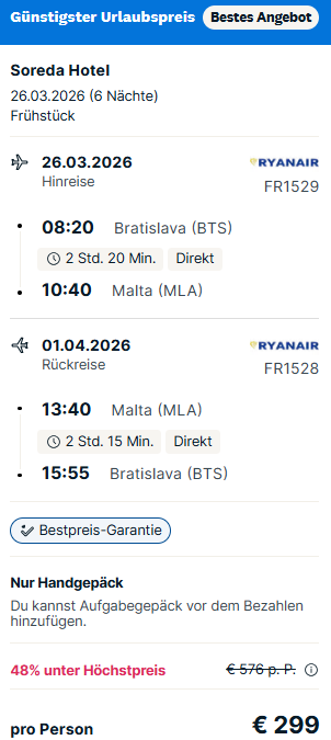 Malta Pauschalangebot