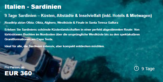 Sardinien Reise Angebot