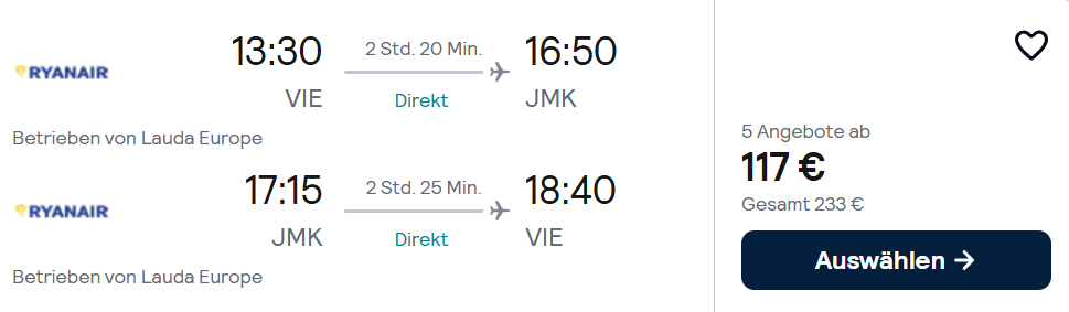 Mykonos Flug Angebot